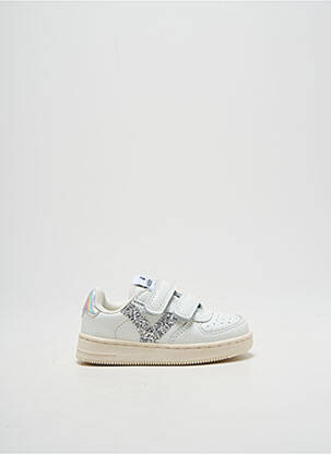Baskets tissage tissage pailleté bout rond blanc VICTORIA fille