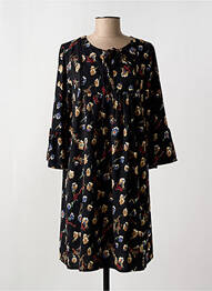 Robe mi-longue imprimé fleurs manches longues noir ROMEO POUR JULIETTE femme