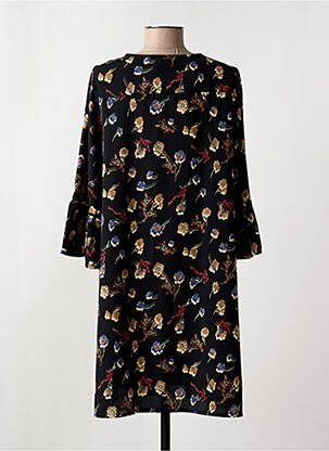 Robe mi-longue imprimé fleurs manches longues noir ROMEO POUR JULIETTE femme