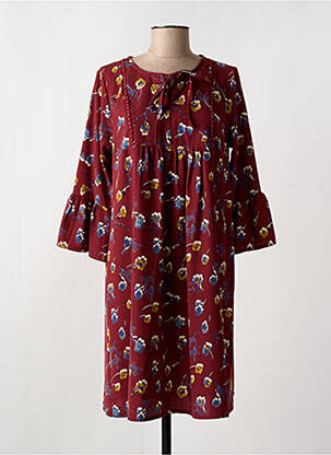 Robe mi-longue imprimé fleurs manches longues rouge ROMEO POUR JULIETTE femme