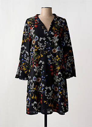 Robe mi-longue imprimé fleurs manches longues noir ROMEO POUR JULIETTE femme