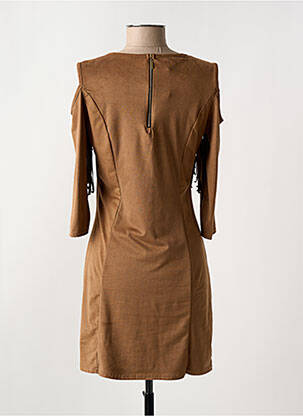 Robe courte fermeture zippée au dos manches longues marron fonce ELL'A femme