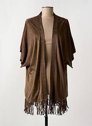 Veste casual tissage suedine marron CHERRY COUTURE femme