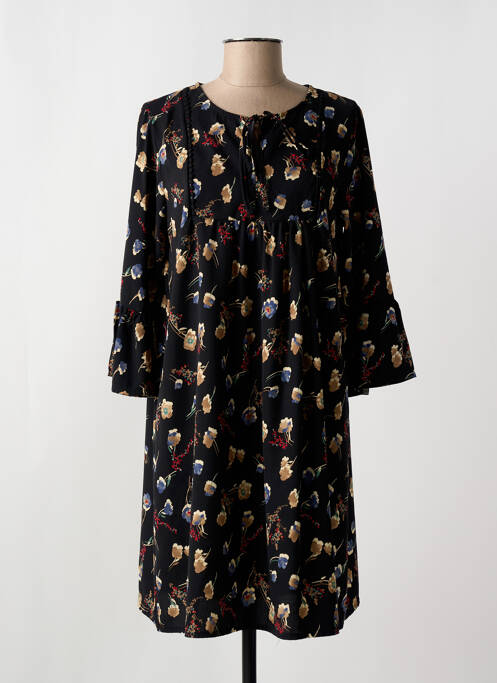 Robe mi-longue imprimé fleurs manches longues noir ROMEO POUR JULIETTE femme