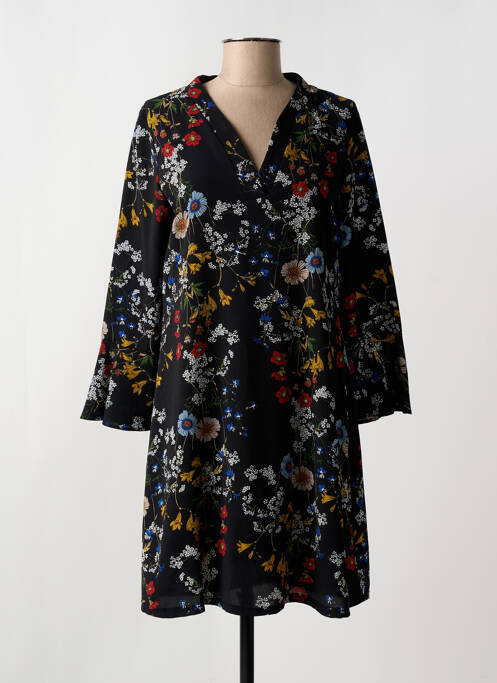 Robe mi-longue imprimé fleurs manches longues noir ROMEO POUR JULIETTE femme