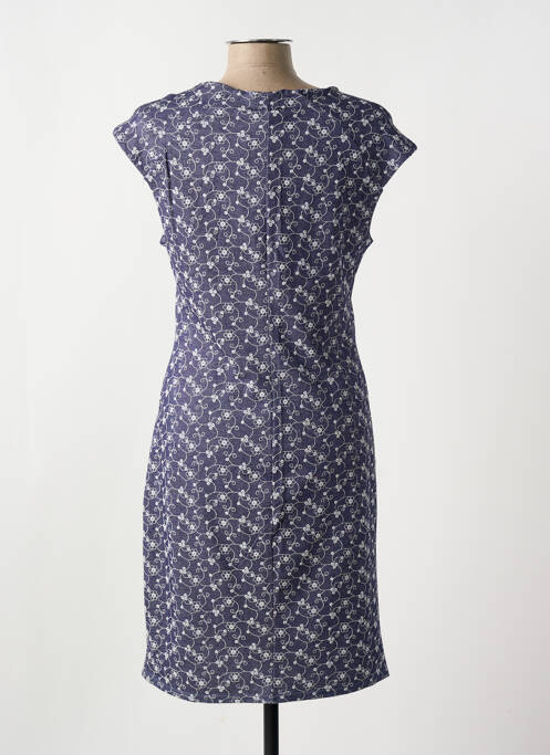 Robe mi-longue imprimé fleurs manches courtes bleu ROMEO POUR JULIETTE femme