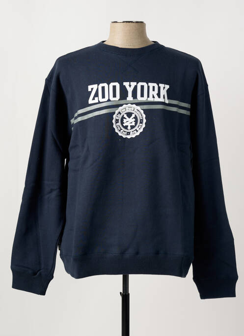 Sweat-shirt manches longues manches longues bleu ZOO YORK homme