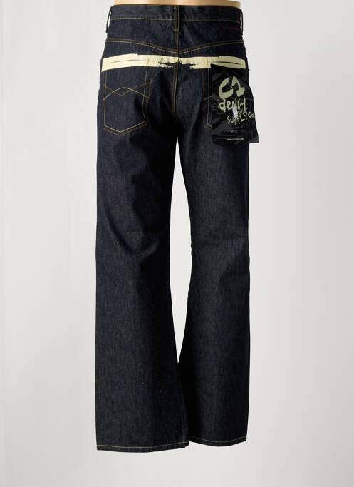 Jeans coupe droite fermeture zippée sous rabat boutonné bleu C1 DENIM homme
