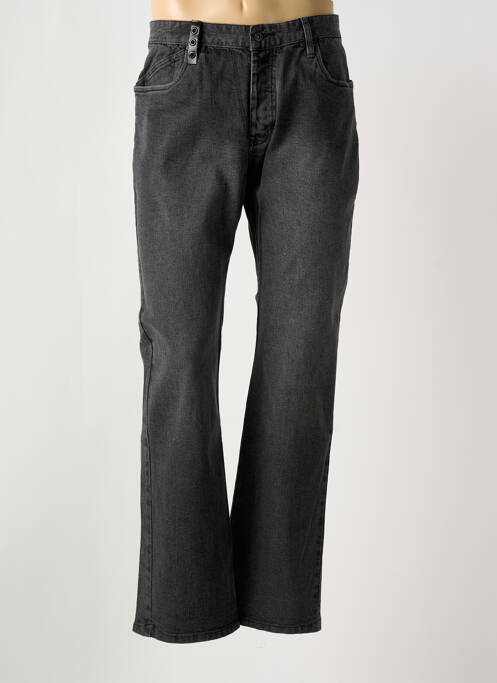 Jeans coupe droite fermeture zippée sous rabat boutonné gris C1 DENIM homme