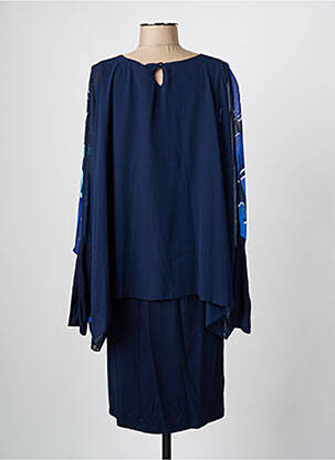 Robe mi-longue imprimé fantaisie manches longues bleu ALAIN MURATI femme