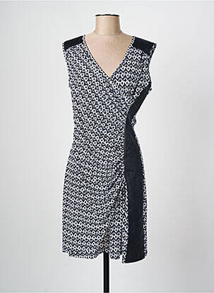 Robe mi-longue imprimé fantaisie manches courtes bleu ROMEO POUR JULIETTE femme