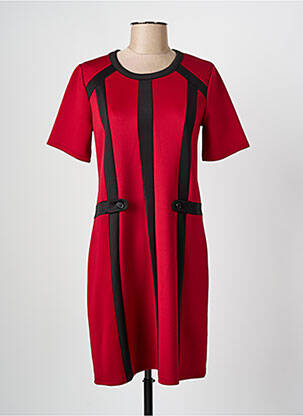 Robe mi-longue manches courtes manches courtes rouge KAYANE femme