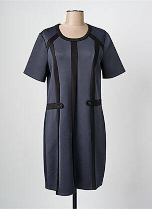 Robe mi-longue manches courtes manches courtes gris KAYANE femme