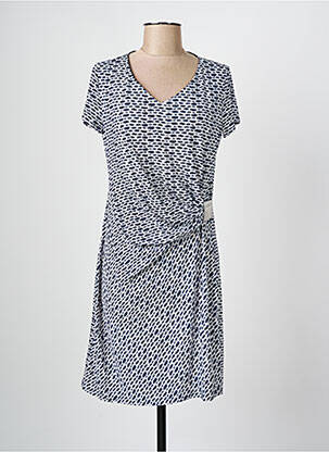 Robe mi-longue imprimé fantaisie manches courtes bleu ROMEO POUR JULIETTE femme