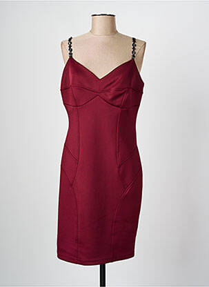 Robe mi-longue coupe cintrée fines bretelles violet JUS D'ORANGE femme