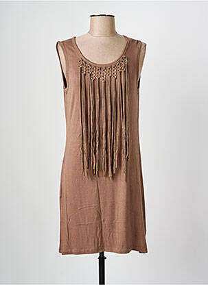 Robe mi-longue sans manche sans manche marron SOFTY femme