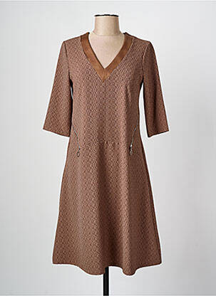 Robe mi-longue manches 3/4 manches 3/4 marron ROMEO POUR JULIETTE femme
