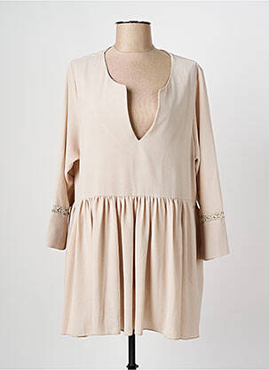 Tunique manches longues tissage crêpe beige LILI LA TIGRESSE femme