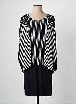 Robe mi-longue imprimé fantaisie manches longues noir ALAIN MURATI femme