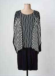 Robe mi-longue imprimé fantaisie manches longues noir ALAIN MURATI femme