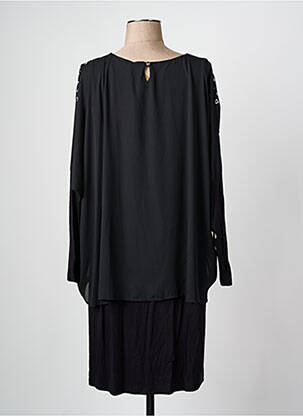 Robe mi-longue imprimé fantaisie manches longues noir ALAIN MURATI femme