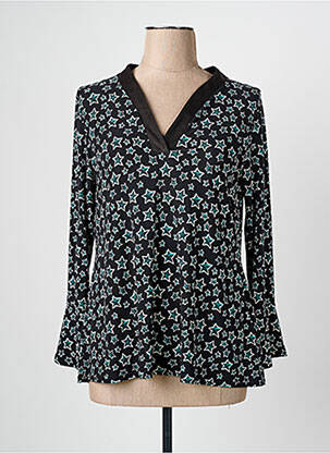 Blouse imprimé fantaisie manches longues noir ROMEO POUR JULIETTE femme
