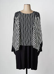 Robe mi-longue imprimé fantaisie manches longues noir ALAIN MURATI femme