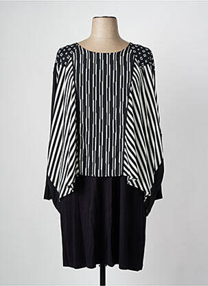 Robe mi-longue imprimé fantaisie manches longues noir ALAIN MURATI femme