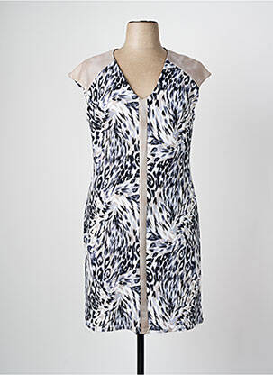 Robe mi-longue imprimé fantaisie manches courtes gris ROMEO POUR JULIETTE femme