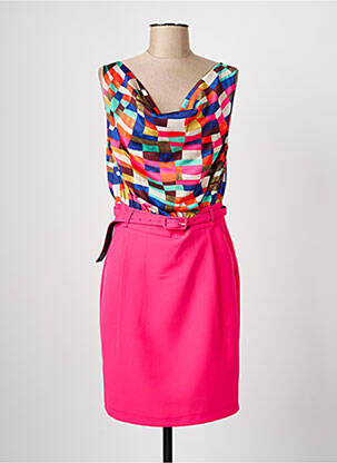 Robe mi-longue rose HIPPOCAMPE pour femme