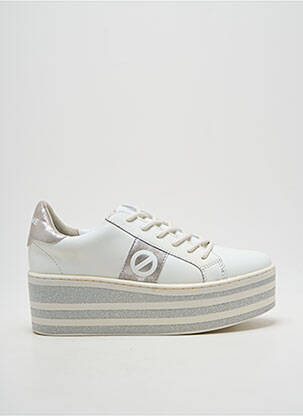 Baskets tissage satiné talon de 4 à 6cm blanc NO NAME femme