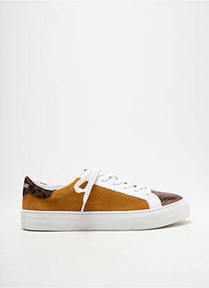 Baskets nubuck talon plat jusqu'à 3cm marron NO NAME femme