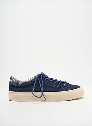 Baskets nubuck talon plat jusqu'à 3cm bleu NO NAME femme
