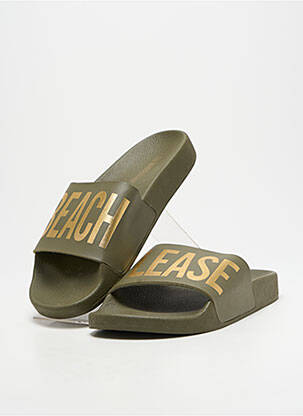 Mules/sabots tissage satiné talon plat jusqu'à 3cm vert THE WHITE BRAND femme