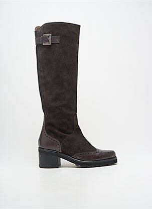 Bottes tissage satiné talon de 4 à 6cm marron MURATTI femme
