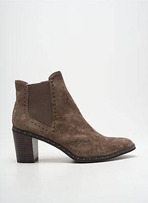Bottines/boots tissage satiné talon de 7 à 9cm marron MAM'ZELLE femme