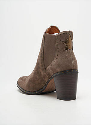 Bottines/boots tissage satiné talon de 7 à 9cm marron MAM'ZELLE femme