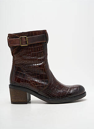 Bottines/boots tissage satiné talon de 4 à 6cm marron FELMINI femme
