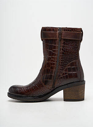 Bottines/boots tissage satiné talon de 4 à 6cm marron FELMINI femme