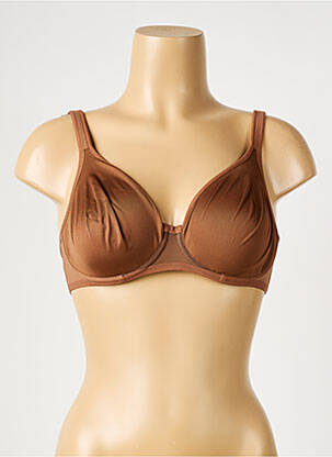 Soutien-gorge effet matière satinée haut soutien-gorge emboitant marron MAISON LEJABY femme