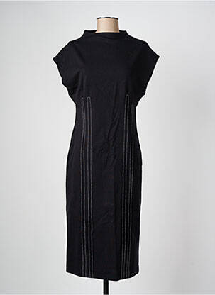 Robe mi-longue fermeture zippée au dos manches courtes noir ESCORPION femme