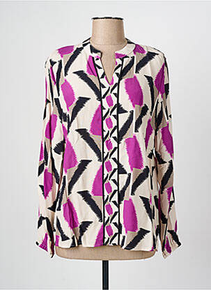 Blouse tissage popeline manches longues rose FRANK WALDER femme
