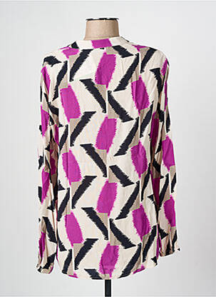 Blouse tissage popeline manches longues rose FRANK WALDER femme