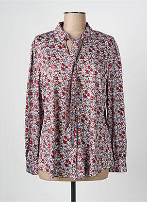Chemisier imprimé fleurs manches longues rouge K-DESIGN femme