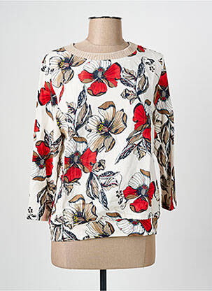Blouse imprimé fleurs manches 3/4 beige FRANK WALDER femme