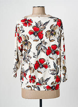 Blouse imprimé fleurs manches 3/4 beige FRANK WALDER femme