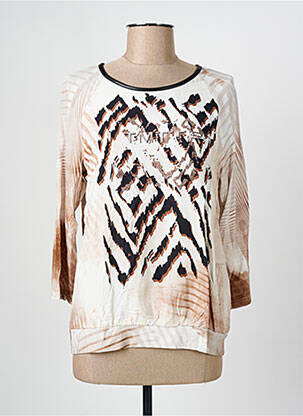 Blouse col rond manches 3/4 beige FRANK WALDER femme