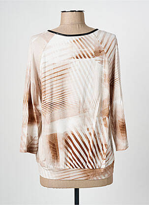 Blouse col rond manches 3/4 beige FRANK WALDER femme