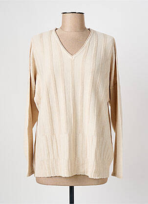 Pull coupe cintrée manches longues beige ESCORPION femme