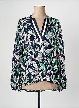 Blouse tissage popeline manches longues bleu FRANK WALDER femme